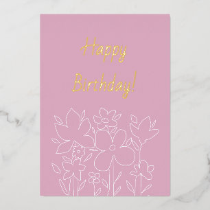 Golden Modern Cute Wildflowers Foil Invitation