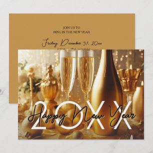 Golden Modern Happy New Year's Eve Party Invitation
