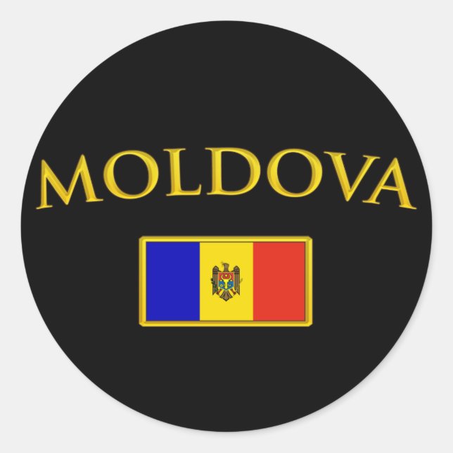 Golden Moldova Classic Round Sticker (Front)