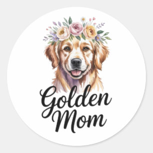 Golden Mom Golden Retriever Floral Sticker Golden