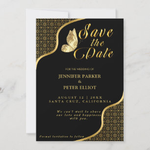 Golden Moment: Save the Date Black and Gold Theme  Invitation