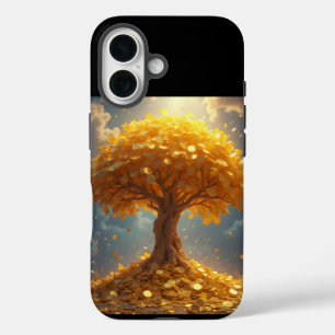 golden money tree gold coins iPhone 16 case