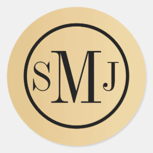 Golden Monogram Full Colour Customization Classic Round Sticker