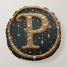Golden Monogram Initial Letter P