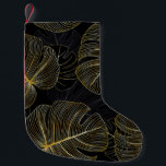 Golden monstera leaves, romantic seamless floral. small christmas stocking<br><div class="desc">Vintage luxury seamless floral background with golden monstera leaves. Romantic pattern design for wall decor, wallpaper, wedding invitations, ceremonies, cards. Golden Monstera Elegance: Luxurious Floral Charm Inspires Weddings, Invites, Decor Delights. Golden monstera graces floral luxury background. Perfect for weddings, invitations, and more. background, luxury, pattern, abstract, illustration, flower, texture, decor,...</div>