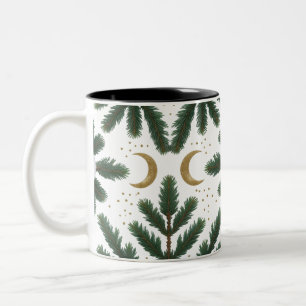 Golden Moon & Evergreen Pine – Luxury  Two-Tone Coffee Mug