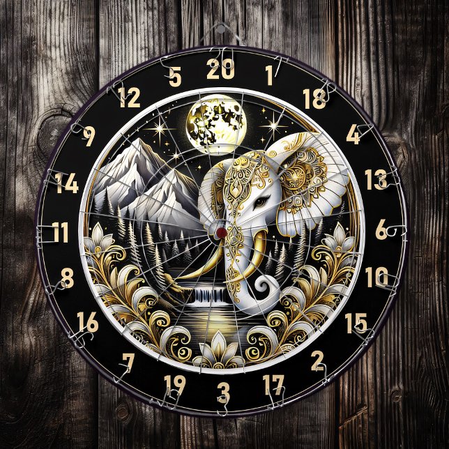 Golden Moon Illuminates White Elephant’s Majesty Dartboard (Creator Uploaded)