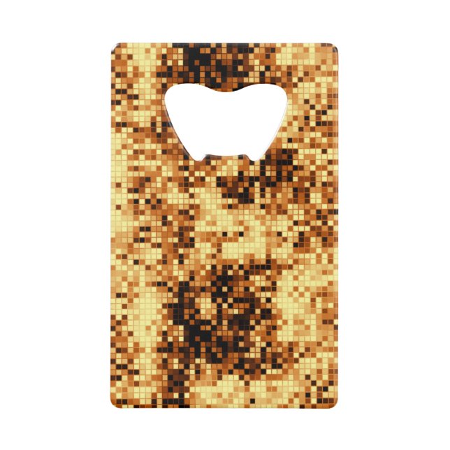 Golden Mosaic Abstract Pattern Wallet Bottle Opener (Front)