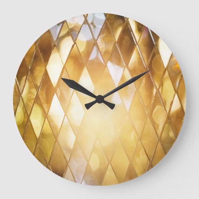 Golden Mosaic: Shining Glass Effect. Large Clock (Front)