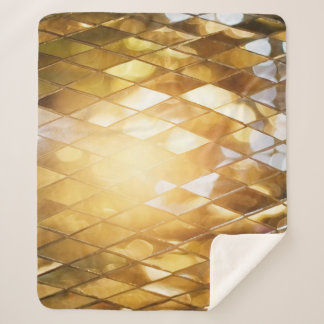 Golden Mosaic: Shining Glass Effect. Sherpa Blanket