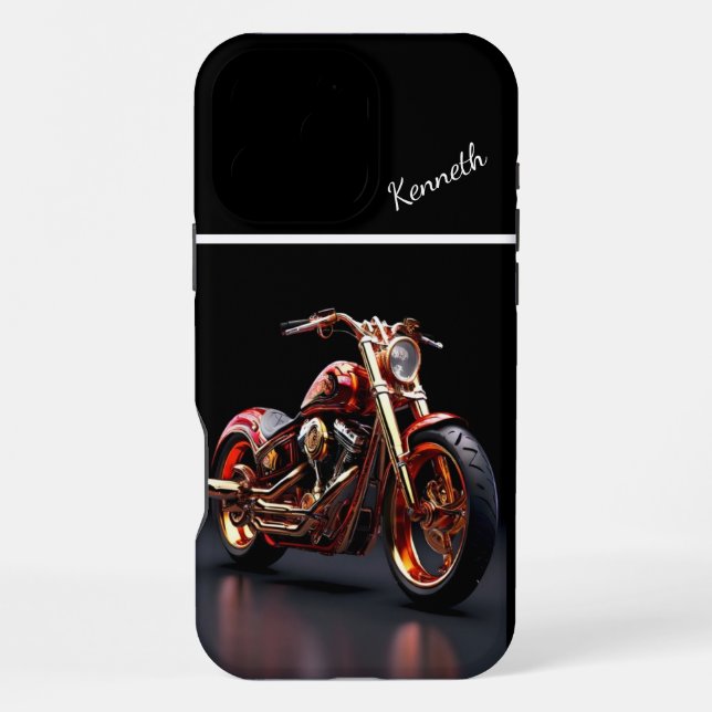 Golden Motorcycle Reflection iPhone Case (Back)