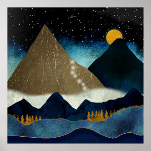 Golden Mountain Climbers Poster