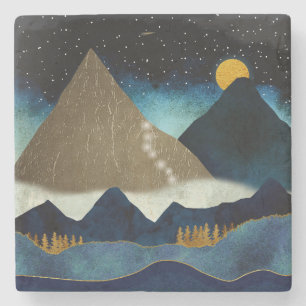 Golden Mountain Climbers Stone Coaster