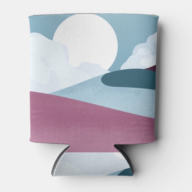 Golden mountain landscape: wallpaper design. can cooler (Front)