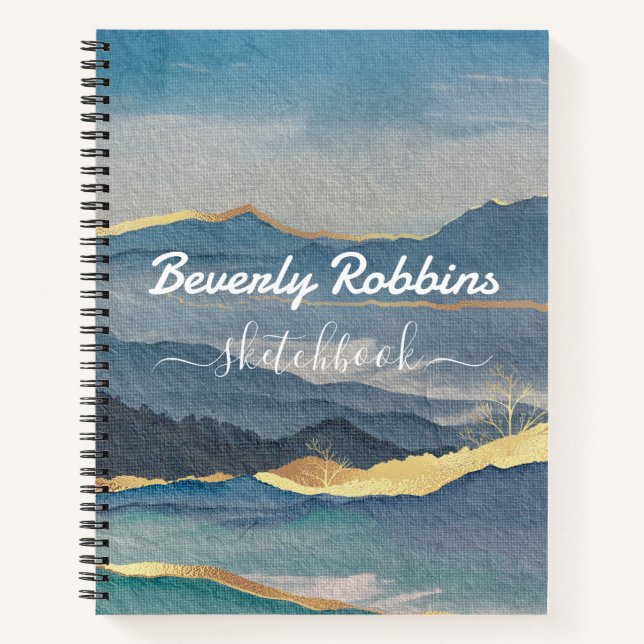 Golden Mountain Personalized Sketchbook Notebook (Front)