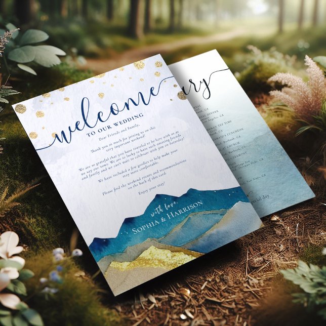Golden Mountain Wedding Welcome Letter & Itinerary Invitation (Creator Uploaded)