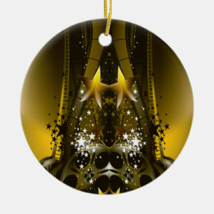 Golden Movie Reels And A Gazillion Stars Ceramic Ornament