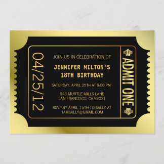 Golden Movie Ticket Invitation