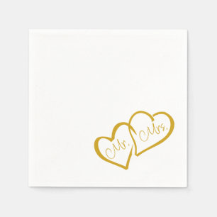 Golden Mr. Mrs. Modern Monogram Wedding Napkins