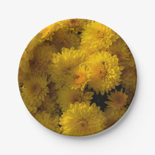 Golden Mums Paper Plate