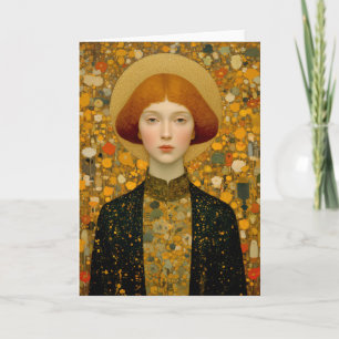 Golden Muse of Modern Elegance Holiday Card