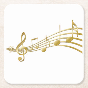 Golden Music Notes Coaster
