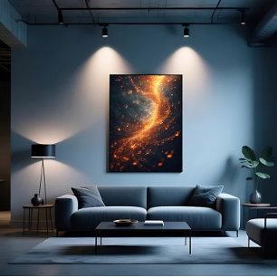 Golden Music Notes Galaxy Spiral Canvas Print