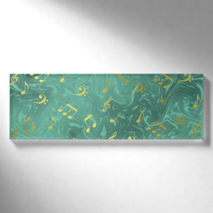 golden music notes pattern name tag