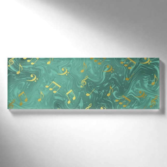 golden music notes pattern name tag (Front)
