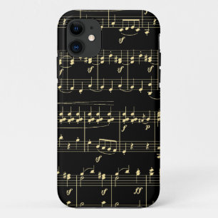 Golden Music on Black  iPhone 11 Case