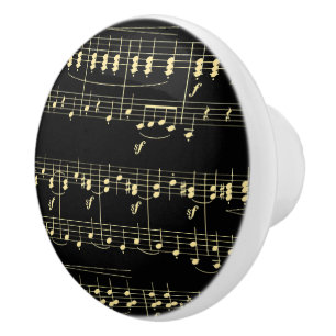 Golden Music on Black  Ceramic Knob