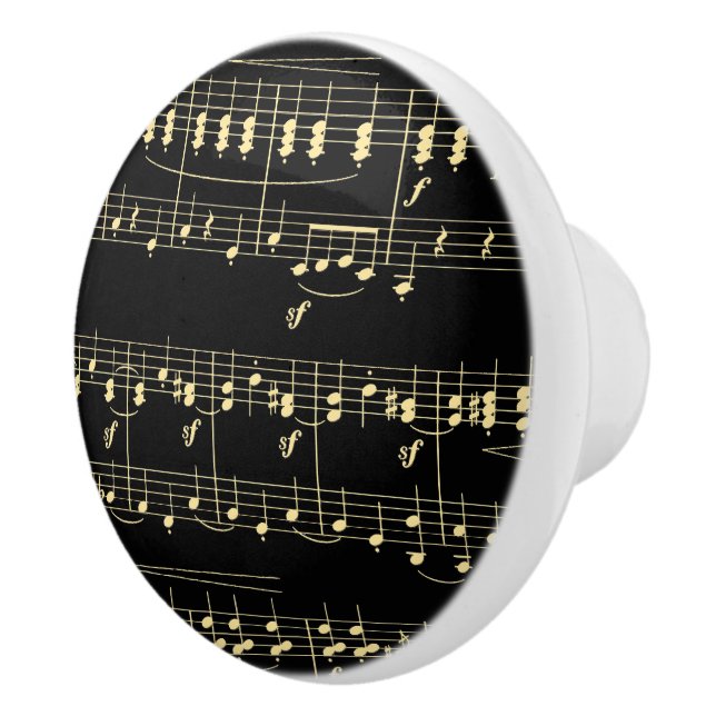 Golden Music on Black  Ceramic Knob (Right)
