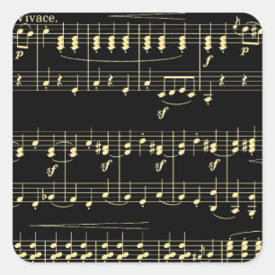 Golden Music on Black  Square Sticker