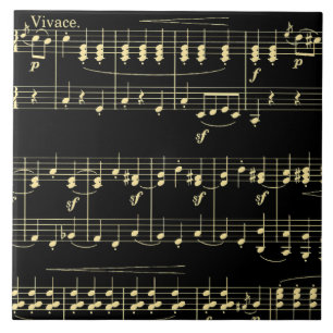Golden Music on Black  Tile