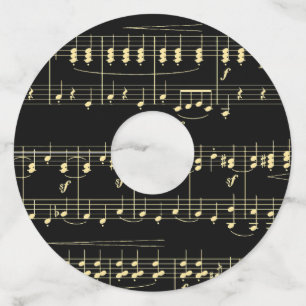 Golden Music on Black  Wine Glass Tag