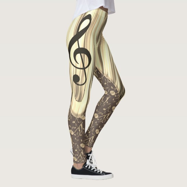 Golden Music Pick – Treble Clef Art Leggings (Right)