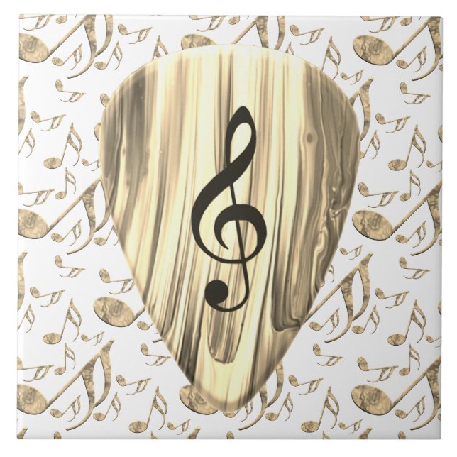 Golden Music Pick – Treble Clef Art Tile (Front)