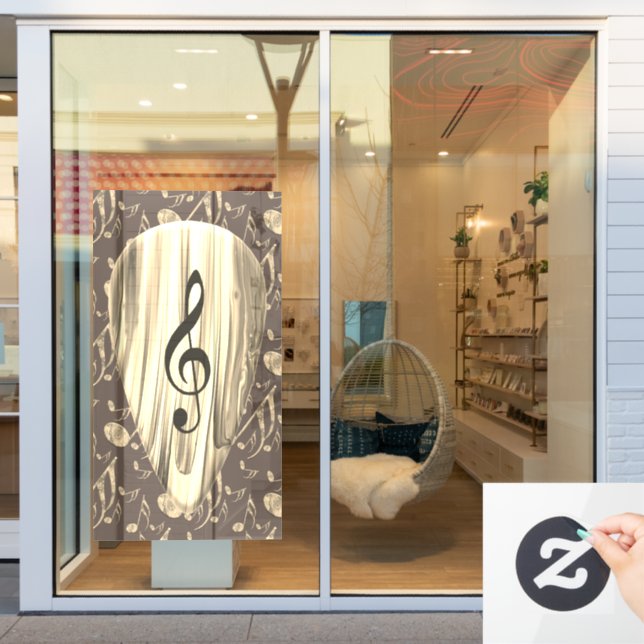 Golden Music Pick – Treble Clef Art Window Cling (Store Window)