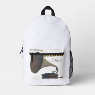Golden music printed backpack