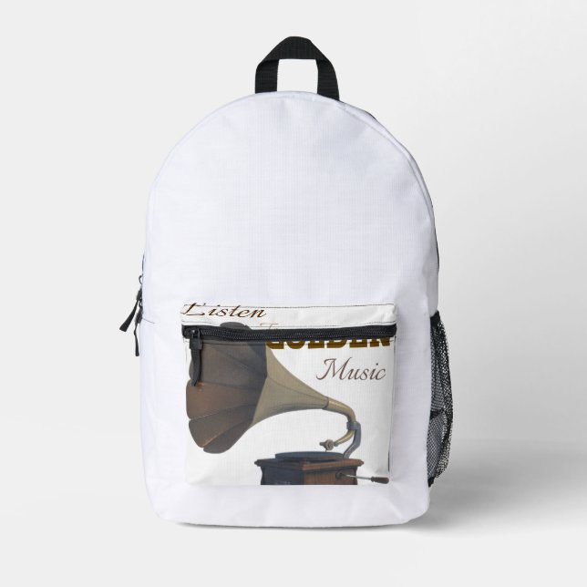 Golden music  printed backpack (Front)