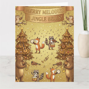 Golden Musical Christmas Animals & Music Card