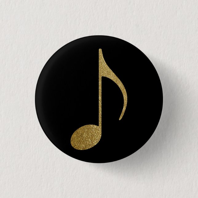 golden musical note 1 inch round button (Front)