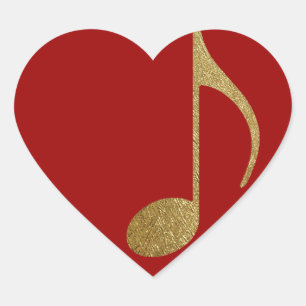 golden musical note heart sticker