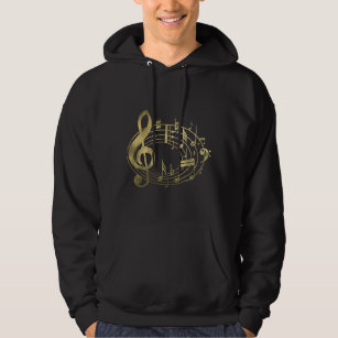 Golden musical notes in oval shape hoodie