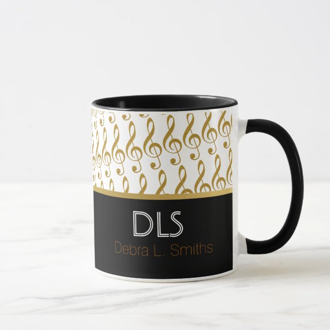golden musical notes personalized mug (Right)