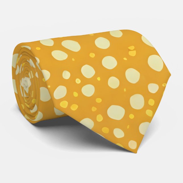 Golden Mustard & Cream Polka Cravate (Roulé)