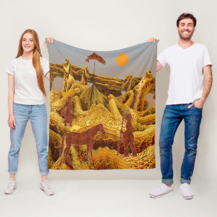 Golden Native Americans  Fleece Blanket