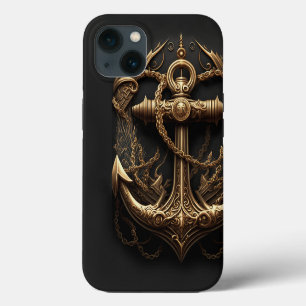 Golden Nautical Anchor iPhone 13 Case