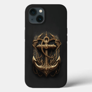 Golden Nautical Anchor iPhone 13 Case