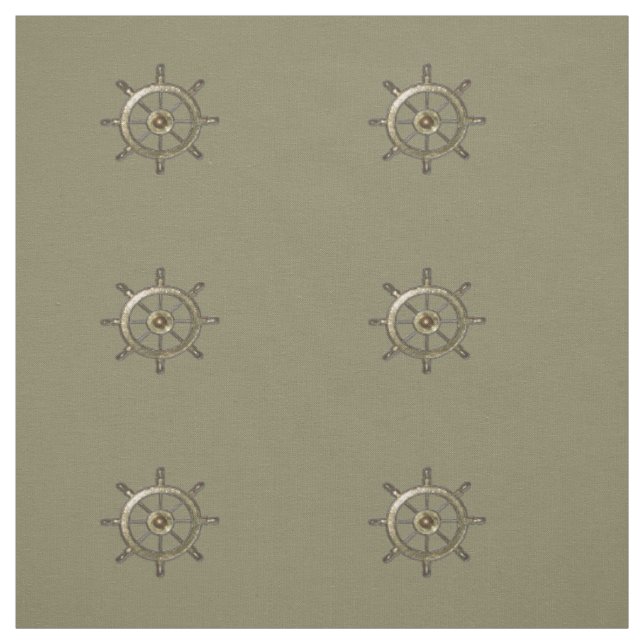 Golden Nautical Ship Wheel Fabric (Swatch)